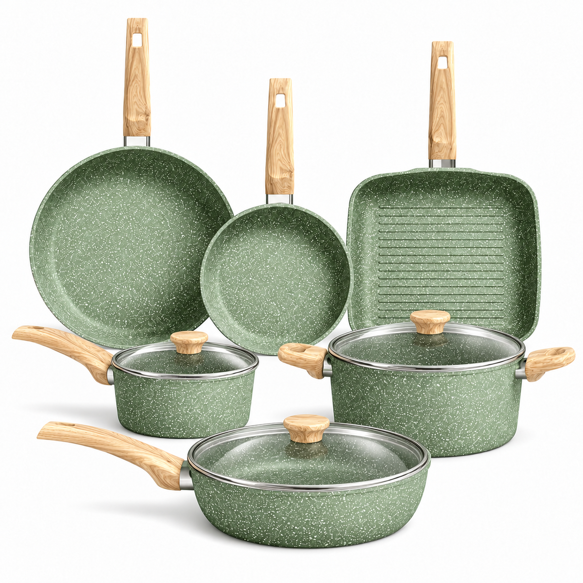 Batterie de cuisine antiadhésive Vert